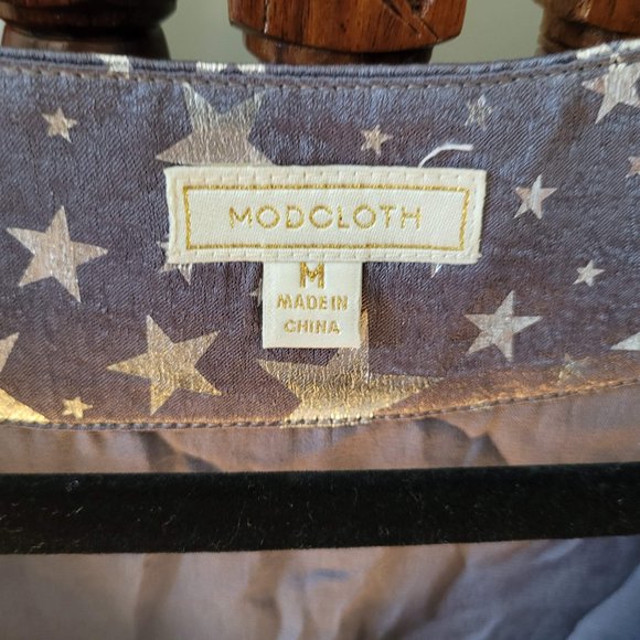 Modcloth Glimmery Star Gazer Shirt Festive Top - Medium - Picture 5 of 9